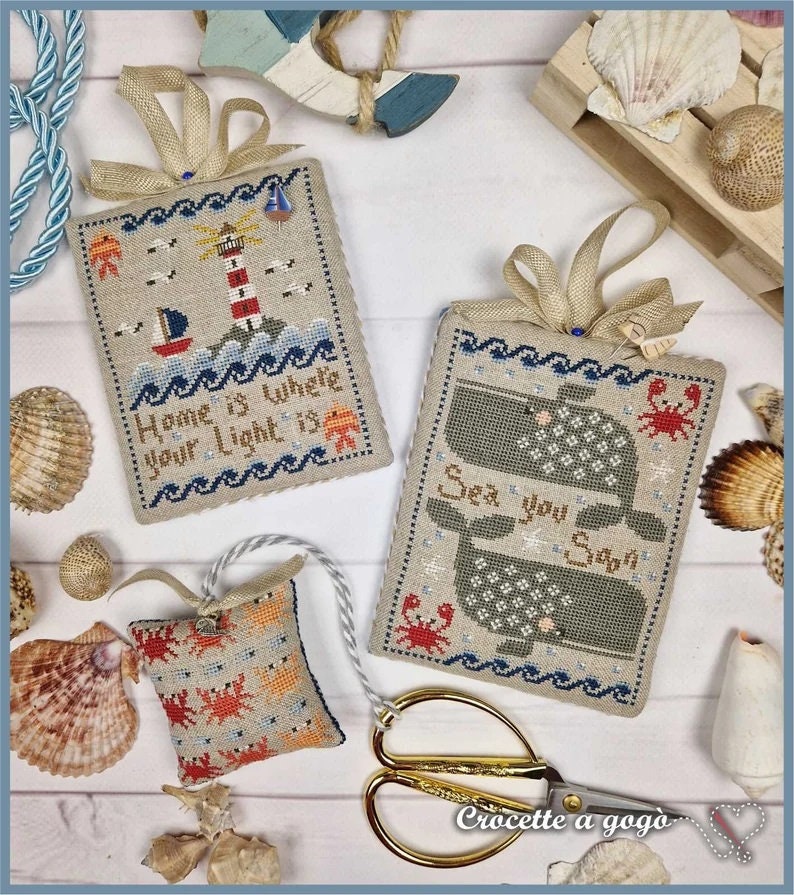 CROCETTE A GOGO "Whale & Lighthouse"  Counted Cross Stitch Pattern  2 Patterns  Sea  Summer  Beach  Pattern Only