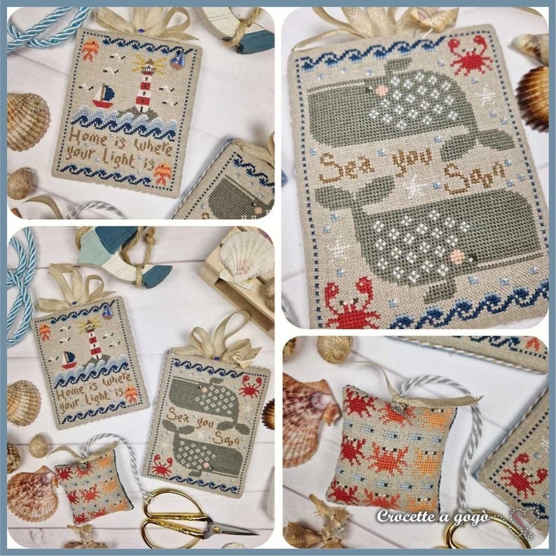 CROCETTE A GOGO "Whale & Lighthouse"  Counted Cross Stitch Pattern  2 Patterns  Sea  Summer  Beach  Pattern Only