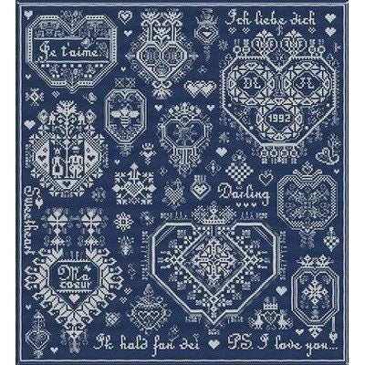 LONG DOG SAMPLERS "Mots d'Amour"  Counted Cross Stitch Pattern  Sampler, Chart, Pattern Only