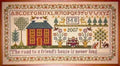 Moira Blackburn Traditional Sampler Chart "Friend's House Sampler" Counted Cross Stitch Pattern, Chart, Sampler, Pattern Only
