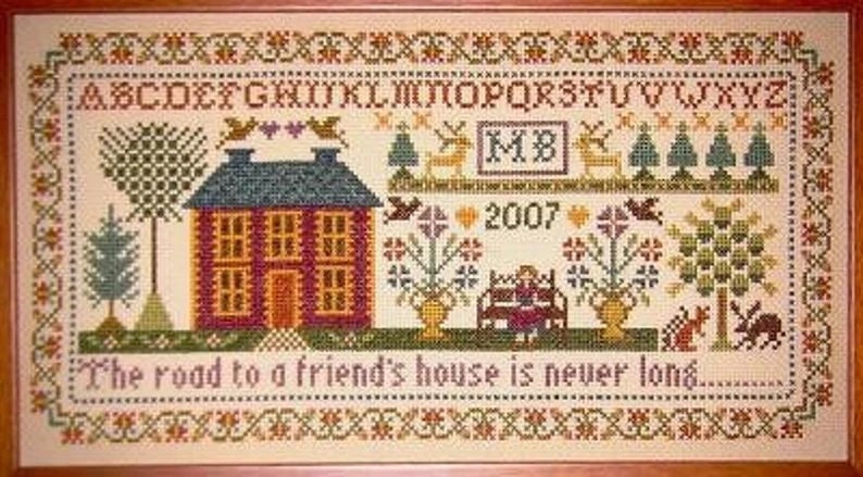 Moira Blackburn Traditional Sampler Chart "Friend's House Sampler" Counted Cross Stitch Pattern, Chart, Sampler, Pattern Only
