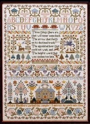 Moira Blackburn Traditional Sampler Chart "Three Things Sampler" Counted Cross Stitch Pattern, Chart, Sampler, Pattern Only