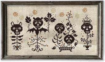 MISS PRIM "Skull Garden" Counted Cross Stitch Pattern, Halloween, Chart, 3 Versions, Pattern Only