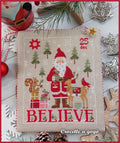 Crocette A Gogo  "Believe"  Counted Cross Stitch Pattern  Chart, Santa Claus, Christmas, Holiday, Pattern Only