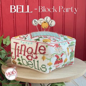 HANDS ON DESIGN "Block Party - Bell" Counted Cross Stitch Pattern & Wool, Winter, Christmas, Jingle Bells, Santa