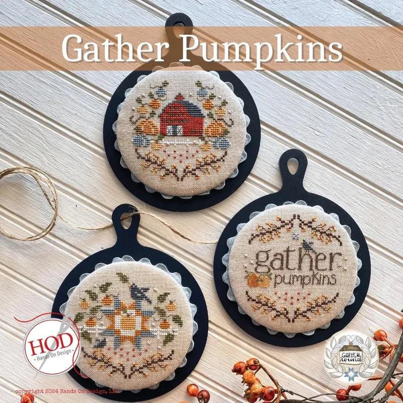 HANDS ON DESIGN "Gather Pumpkins", Counted Cross Stitch, Chart, Gather Round - Autumn, Thanksgiving, Autumn, Pattern Only