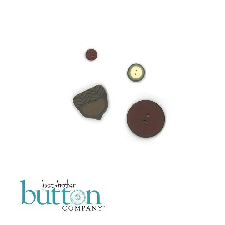 Just Another Button Company "Gather Pumpkins Pincushion Pattern" Includes Button Pack, Gather Pin + 1 1/4" Wood Knob (not stained).
