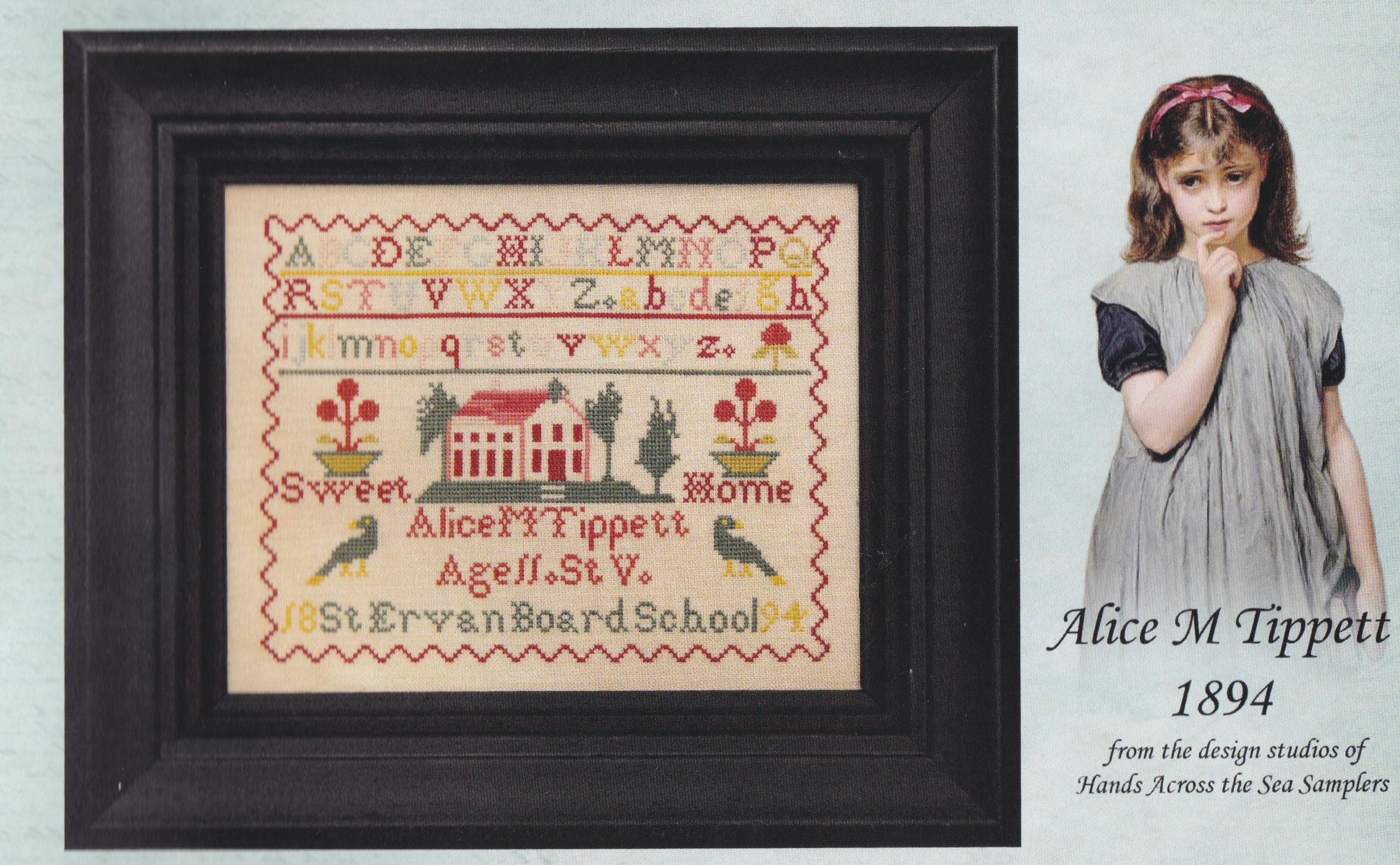 Hands Across The Sea Samplers "Alice M Tippett 1894" Counted Cross Stitch Pattern, Reproduction English Sampler, Pattern Only