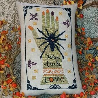 MISS PRIM "Tarantula On Witch Hand Pillow" Counted Cross Stitch Pattern, Goode Witch's Pet Collection, Halloween, Chart, Pattern Only