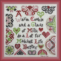 Tempting Tangles Designs "Milk And A Warm Cookie" Counted Cross Stitch Pattern, Chart, Pattern Only