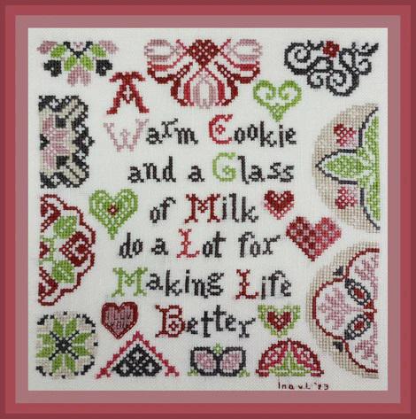 Tempting Tangles Designs "Milk And A Warm Cookie" Counted Cross Stitch Pattern, Chart, Pattern Only