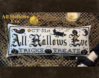 THE CALICO CONFECTIONERY "All Hallows Eve" Counted Cross Stitch Pattern, Chart, Ghosts, Halloween, Pattern Only