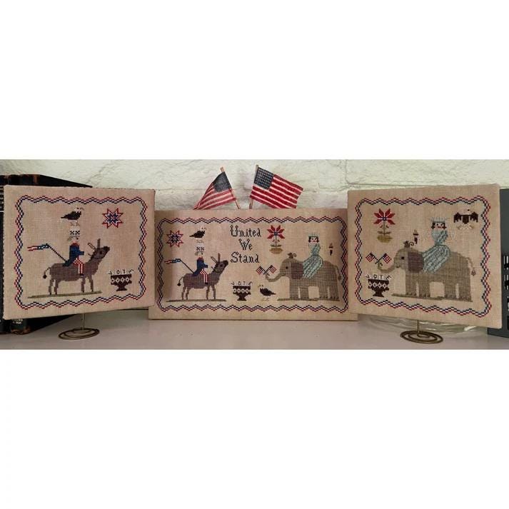 Running with Needles & Scissors "Going To Vote"  Counted Cross Stitch Pattern  New Series  Needlework Marketplace 2024, Pattern Only