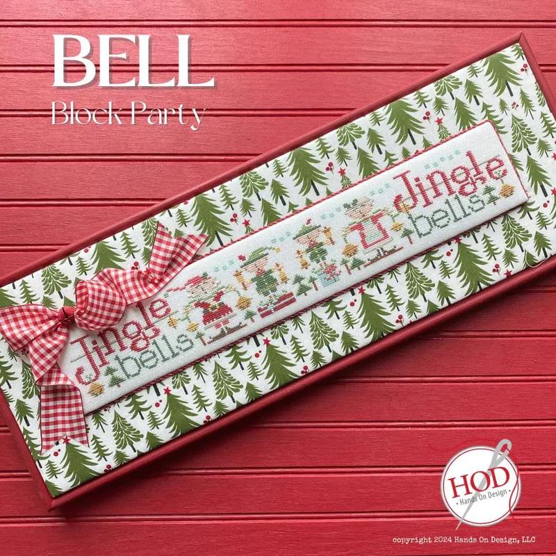 HANDS ON DESIGN "Block Party - Bell" Counted Cross Stitch Pattern & Wool, Winter, Christmas, Jingle Bells, Santa