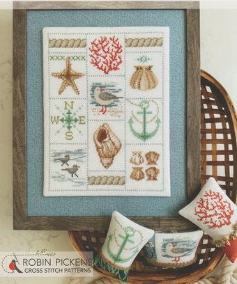 Robin Pickens "Shoreline Sampler", Counted Cross Stitch, Nautical Sampler, Chart, Pattern Only