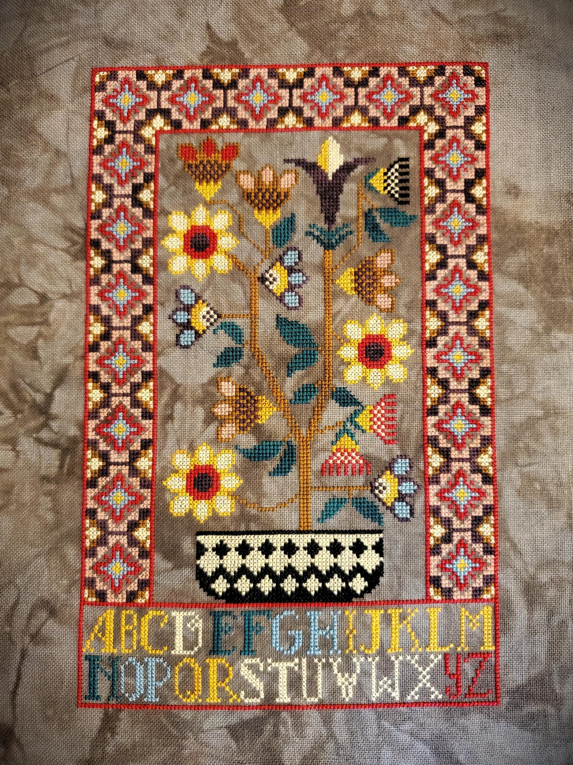 THE ARTSY HOUSEWIFE "The Flower Pot Sampler" Counted Cross Stitch Pattern, Chart, Pattern Only