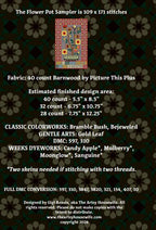 THE ARTSY HOUSEWIFE "The Flower Pot Sampler" Counted Cross Stitch Pattern, Chart, Pattern Only