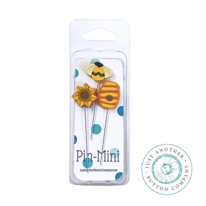 JUST ANOTHER BUTTON Company "Pin-Mini: Bee Home" Pin Embellishments, Stainless Steel, Assortment of 3, JPM571