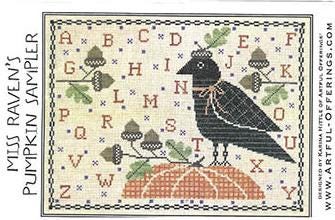 ARTFUL OFFERINGS "Miss Raven's Pumpkin Sampler" Counted Cross Stitch Pattern, Chart, Fall, Sampler, Pattern Only