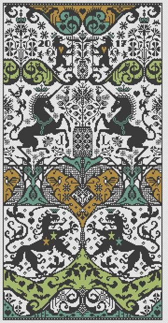 LONG DOG SAMPLERS "Edge of Darkness"  Counted Cross Stitch Pattern  Sampler, Pattern Only