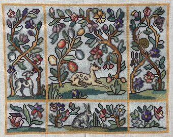 Reflets de Soie ~ Jardin d'Eden ~ Counted Cross Stitch Pattern, Chart, Antique French Sampler Reproduction, Pattern Only