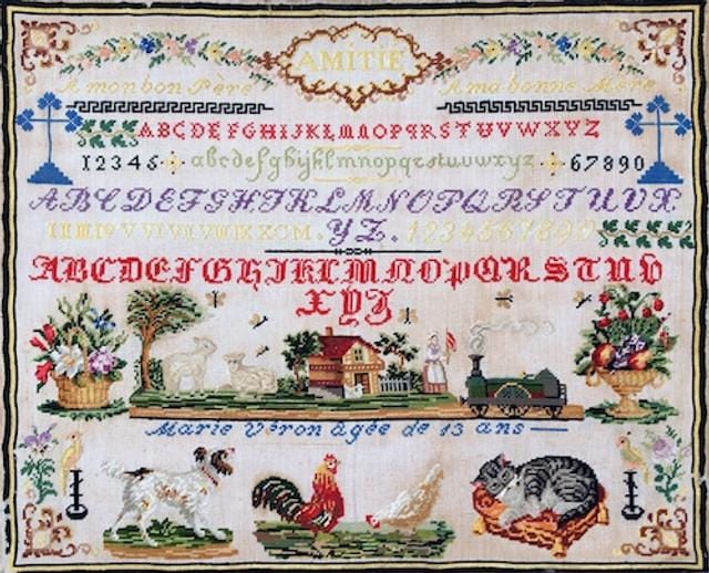 Reflets de Soie ~ Marie Veron ~ Le Marquoir de Marie ~ Counted Cross Stitch Pattern, Antique French Sampler Reproduction, Pattern Only