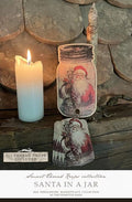 The PRIMITIVE HARE "Santa In A Jar" Wooden Thread Keep & Floss Drops - Hand Made by Isabella Abbiati, Six Thread Drops Included