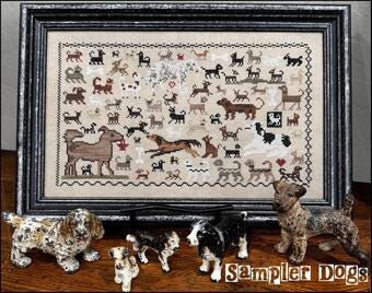 THE SCARLETT HOUSE "Sampler Dogs" Counted Cross Stitch Pattern, Chart, Needlework Marketplace 2024, Pattern Only