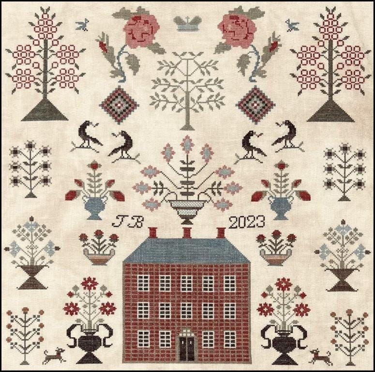 The SCARLETT HOUSE "Red Manor Sampler" Counted Cross Stitch Pattern, Chart, Needlework Marketplace 2024, Pattern Only