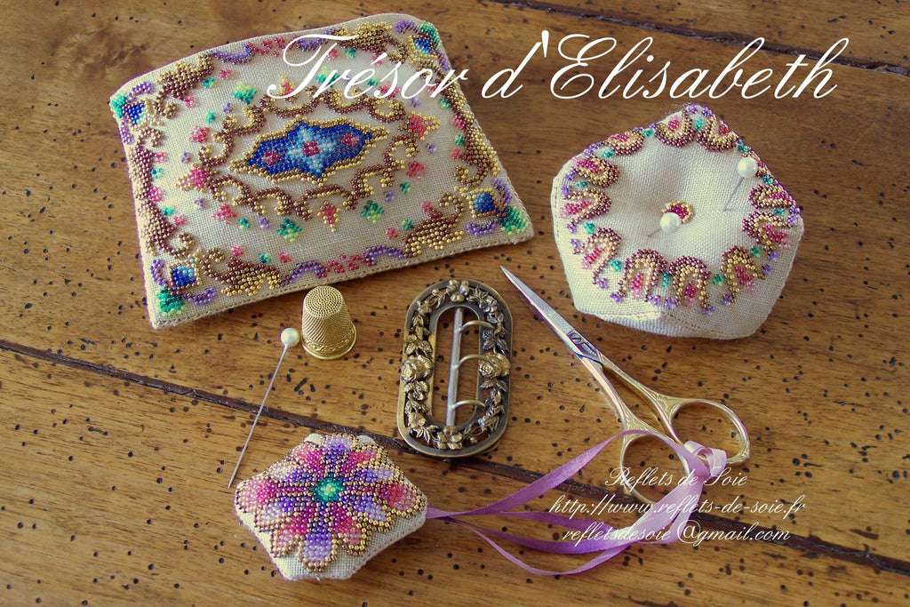 Reflets de Soie ~ "Tresor d'Elisabeth ~ A Beaded Design" Beaded Mini Kit, Chart, Needlework Marketplace 2024