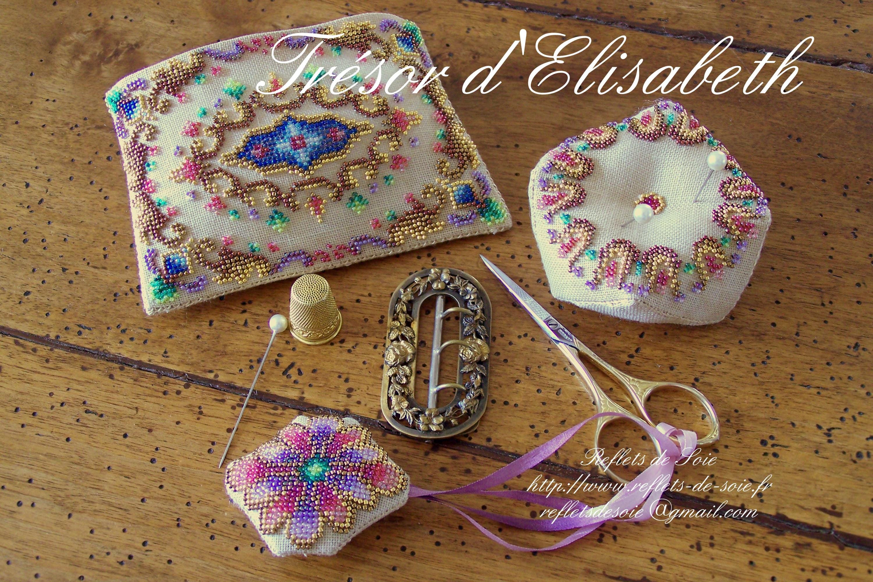 Reflets de Soie ~ "Tresor d'Elisabeth ~ A Beaded Design" Beaded Mini Kit, Chart, Needlework Marketplace 2024