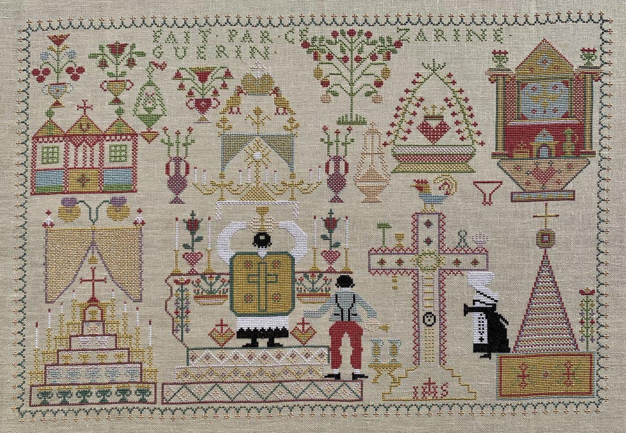 Reflets de Soie ~ Cezarine Guerin ~ Counted Cross Stitch Pattern, Chart, Antique French Sampler Reproduction, Pattern Only