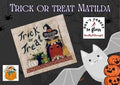 Finally A Farmgirl "Trick or Treat Matilda" Counted Cross Stitch Pattern, Halloween, Don't Forget To Floss, Pattern Only