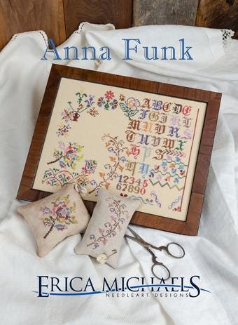 ERICA MICHAELS "Anna Funk" Counted Cross Stitch Pattern, Reproduction Sampler, Pattern Only