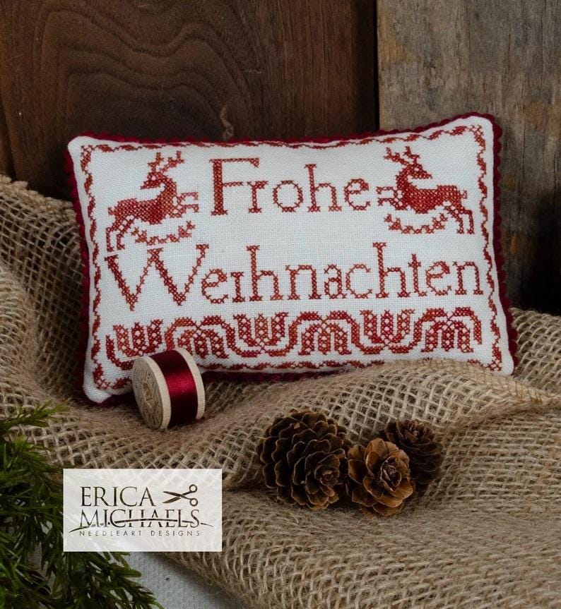 ERICA MICHAELS "Merry Christmas" Counted Cross Stitch Pattern, Chart, Pattern Only