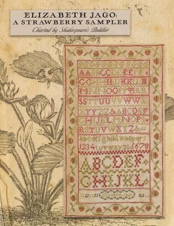 SHAKESPEARE'S PEDDLER "Elizabeth Jago: A Strawberry Sampler" Counted Cross Stitch Pattern, Sampler,