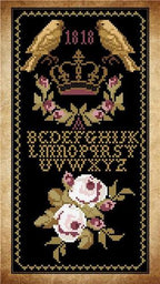TWIN PEAK PRIMITIVES "Birds And Roses 1818" Counted Cross Stitch Pattern, Sampler by Nurdan Kanber, Sampler, Pattern Only