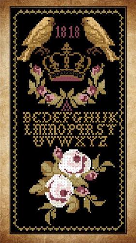 TWIN PEAK PRIMITIVES "Birds And Roses 1818" Counted Cross Stitch Pattern, Sampler by Nurdan Kanber, Sampler, Pattern Only