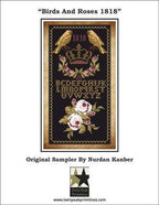 TWIN PEAK PRIMITIVES "Birds And Roses 1818" Counted Cross Stitch Pattern, Sampler by Nurdan Kanber, Sampler, Pattern Only