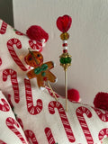 JERSEY GIRL STITCH Co.  "Gingerbread Lane Pin Set  Decorative Hand Beaded Pins  Christmas  2 Per Set