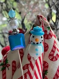JERSEY GIRL STITCH Co.  "Winter Wonderland Pin Set  Decorative Hand Beaded Pins  2 Per Set