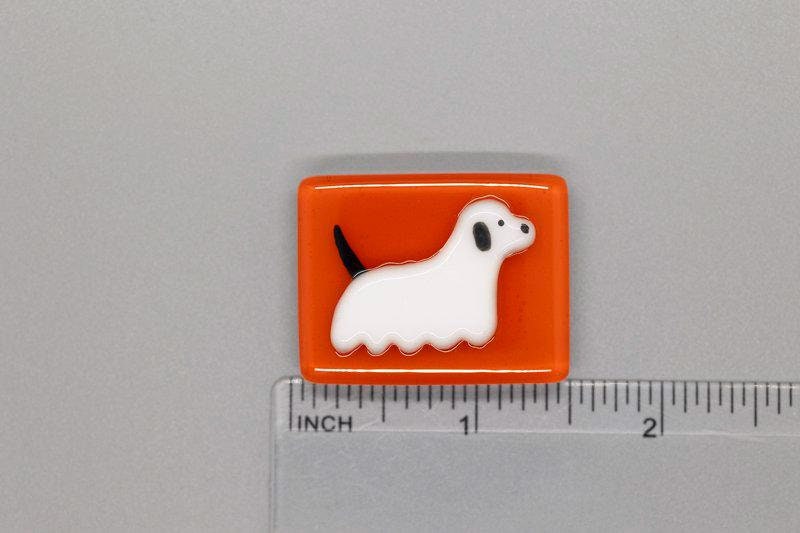 BEAU VERRE ART "Halloween Ghost Dog Fused Glass Needle Minder"  Magnet  Needleminder  One-of-a-Kind  Handcrafted by Kelly