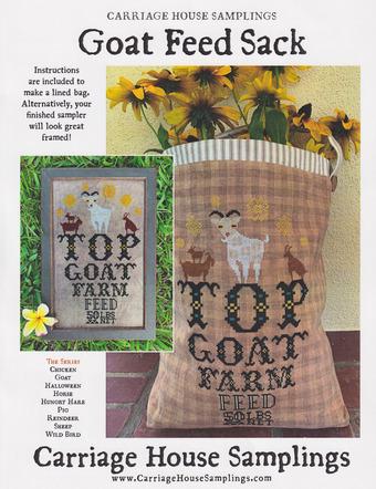 GOAT FEED SACK  by Carriage House Samplings  Counted Cross Stitch  Top Goat Farm, Needlework Marketplace 2024, Paper Pattern