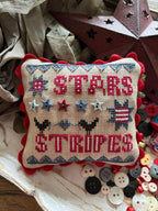 HAYSTACK STITCHING "Patriotic Pins" Counted Cross Stitch Pattern by Caroline Seldon, 3 Patterns, Chart, Americana, Pattern Only