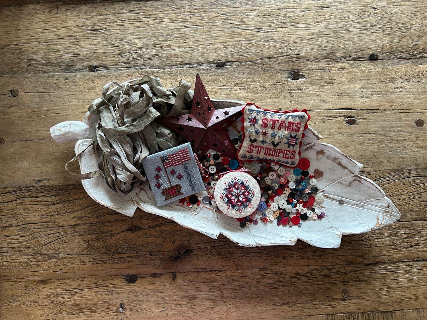 HAYSTACK STITCHING "Patriotic Pins" Counted Cross Stitch Pattern by Caroline Seldon, 3 Patterns, Chart, Americana, Pattern Only
