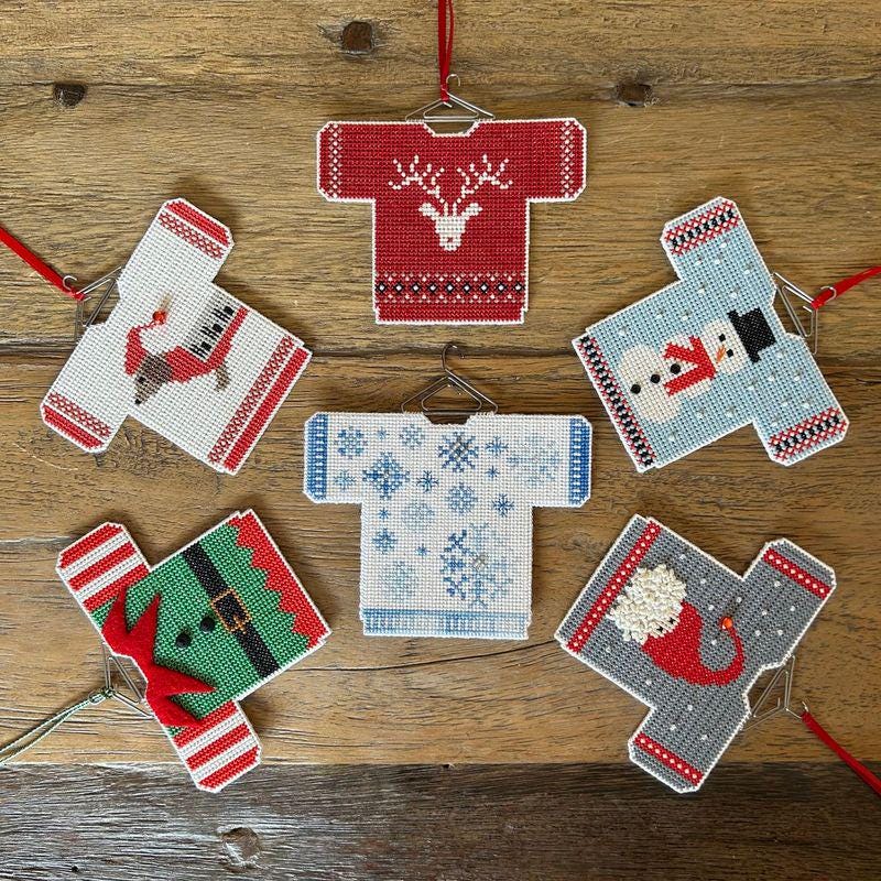 HAYSTACK STITCHING "Scandi Gnome Christmas Jumper KIT" Counted Cross Stitch Pattern by Caroline Seldon, Christmas Ornament, Chart, Full Kit