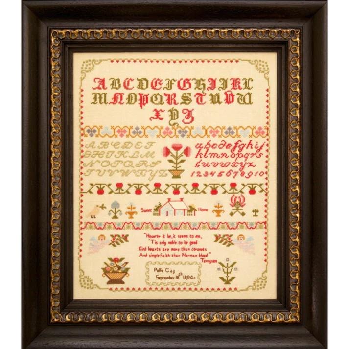 Hands Across the Sea Samplers "Pollie Gay 1894" Counted Cross Stitch Pattern, Reproduction Sampler, Pattern Only