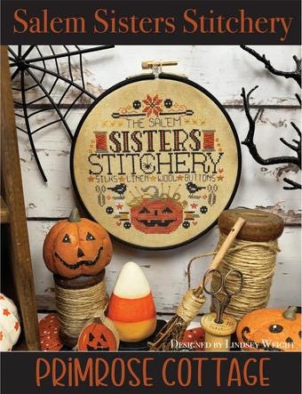 PRIMROSE COTTAGE STITCHES "Salem Sisters Stitchery" Counted Cross Stitch Pattern, Fall, Autumn, Chart, Pattern Only