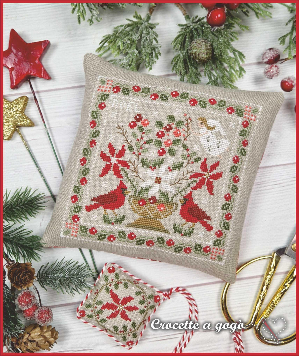 Crocette A Gogo  "Christmas Basket"  Counted Cross Stitch Pattern  Cardinal, Christmas, Holiday, Pattern Only