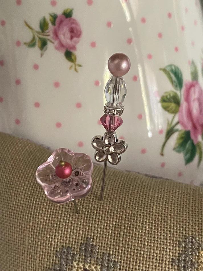 JERSEY GIRL STITCH Co.  "Strength & Dignity Pin Set"  Decorative Hand Beaded Pins  2 Per Set